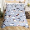 Aircraft Queen Duvet Cover Set Cartoon Airplane Bedding Set Polyester Clouds Stars Moon Print Comforter Cover For Kids Boys Room
