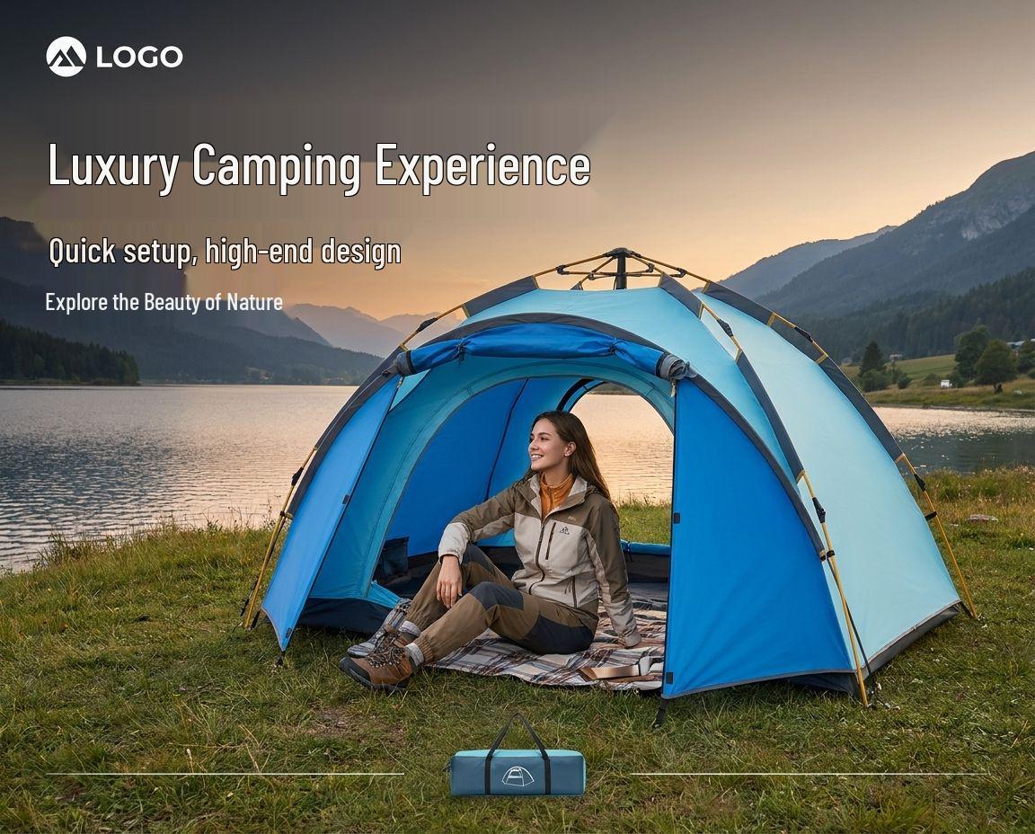 Fully Automatic Quick Open Rainproof Camping Tent MIMR-900 – Large Outdoor Tent for Travel 3-4 People небесно-голубой