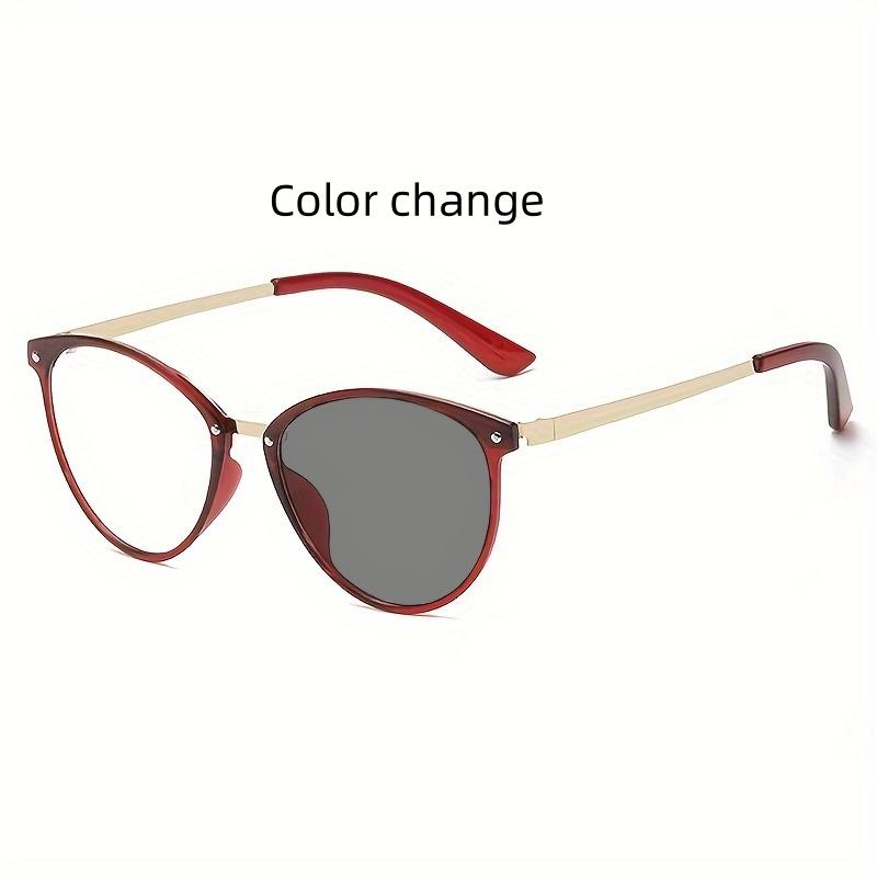Fashionable Color Shift Sunglasses Unisex Anti Blue Light Glasses With Metal Frame Dual Purpose Eye Protection