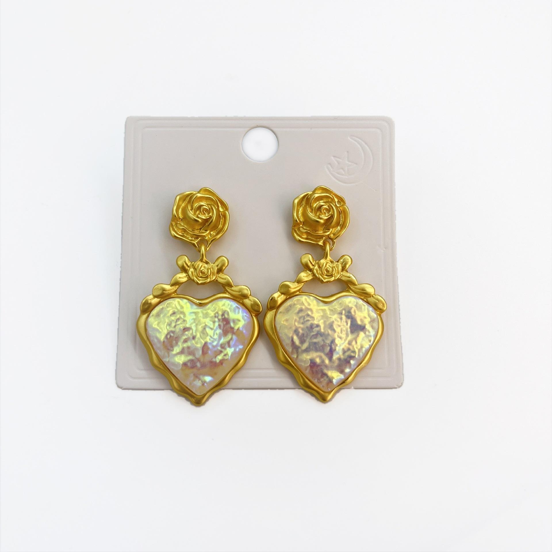 

French Literary And Retro Colorful Love Pendant Earrings Design Sense Light Luxury Earrings Earrings Women