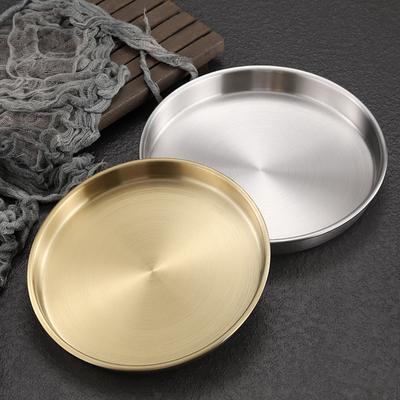 Korean Style 304 Stainless Steel Plate, Flatbottomed, Thickened Tray, Sausage Powder Steaming Dish, 1 Pc