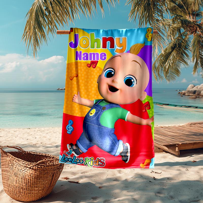Custom Name Ultra-Soft Beach Towel with CoComelon Theme,Ideal for Pool - Camping, Diving - Perfect Travel Essential, Vibrant Beach Towel.
