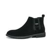 Mens Chelsea Boots Winter Suede-Like PU Round Toe Thick Sole Retro Style Mid-Calf Fashion Footwear