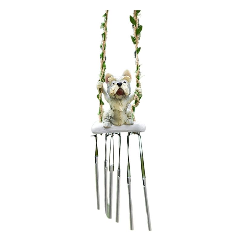 Ręcznie Malowany Żywiczny Dzwonek Wietrzny ze Zwierzętami Elegancki Żywiczny Dzwonek Wietrzny ze Zwierzętami Akcesorium do Upiększenia Naturalnych Dekoracji Zewnętrznych