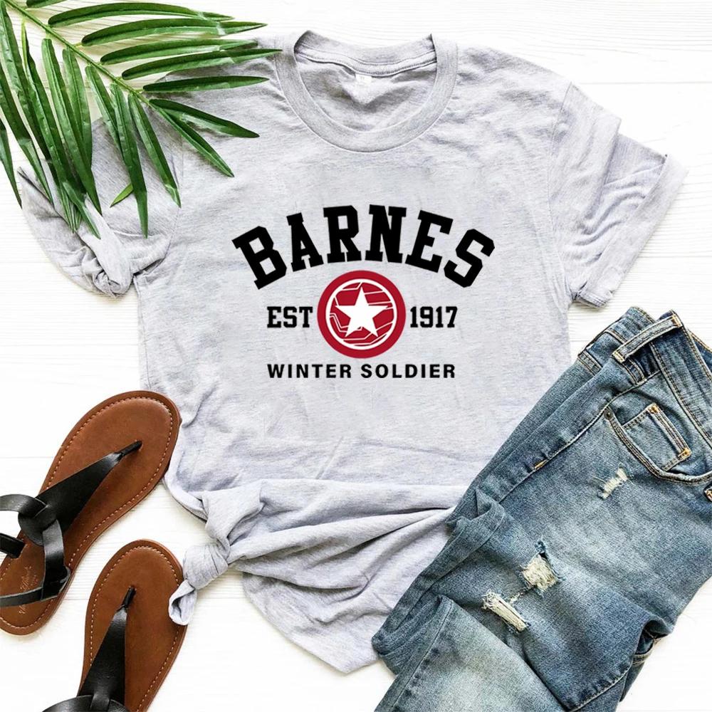 Bucky Barnes T Shirt Barnes Est 1917 Shirt Winter Soldier Tshirt Unisex Short Sleeves Tops Retro Graphic T Shirts Fan Gifts