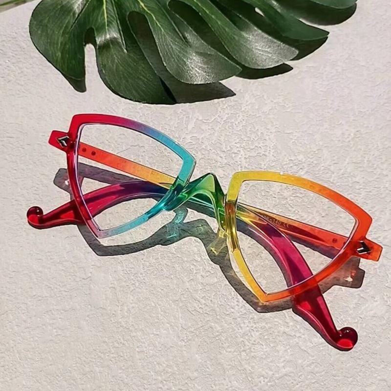 Women Personality Triangle Reading Glasses Blue Light Blocking Computer Eyewear Anti Eyestrain Cat Eye Presbyopic