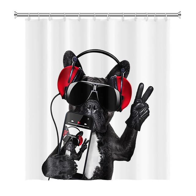 

Забавные занавески для душа, занавеска для ванной комнаты с крючками, декор, водонепроницаемая 3d занавеска для кошки и собаки, ванна 180*180 см, креативная индивидуальная занавеска для душа W150xH180cm