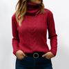Women's Fashionable Solid Color High Neck Long Sleeved Sweater Pullover Sweater Top
