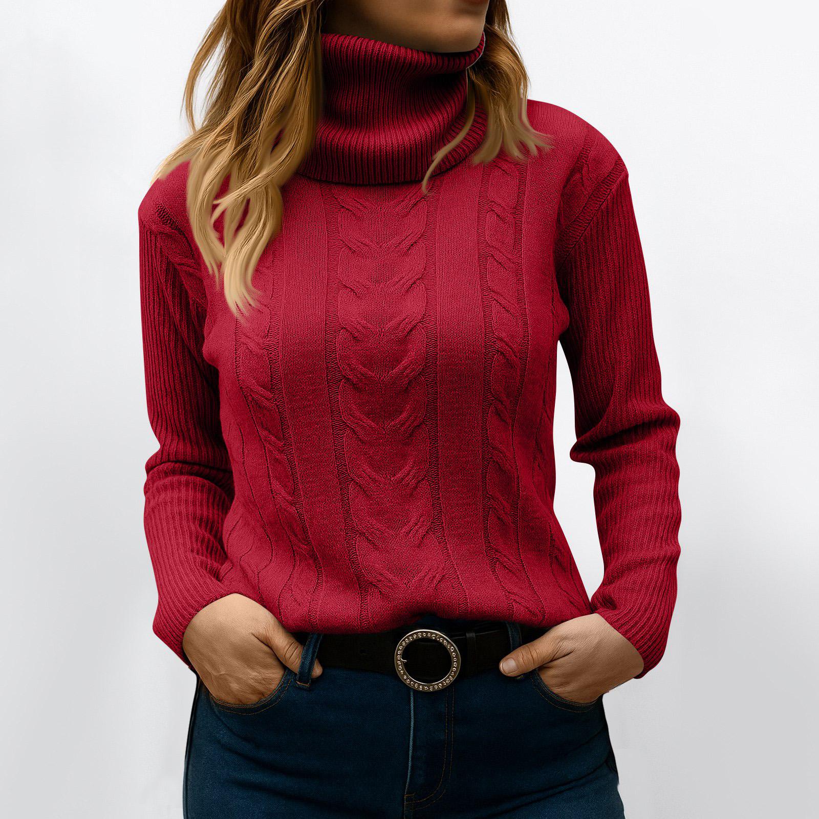 

Женский модный однотонный свитер с высоким воротом и длинными рукавами, пуловер, топ XL