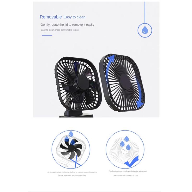 

Appliances Parts USB Rechargeable Fan Desktop Fan With Timer Strong Wind 3 Speed 7 Fan Leaf Portable Quiet Office Camping Black чорний