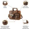 Grain Buffalo Leather 15 Inch Briefcase Messenger Laptop Computer Bags Satchel For Office, Work, Business & Travel