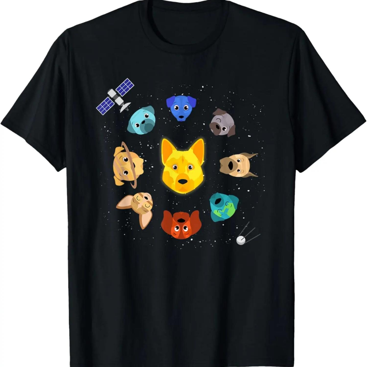

Dogs In Space - Puppy Heads With Rocket - Animals T-Shirt S чёрный