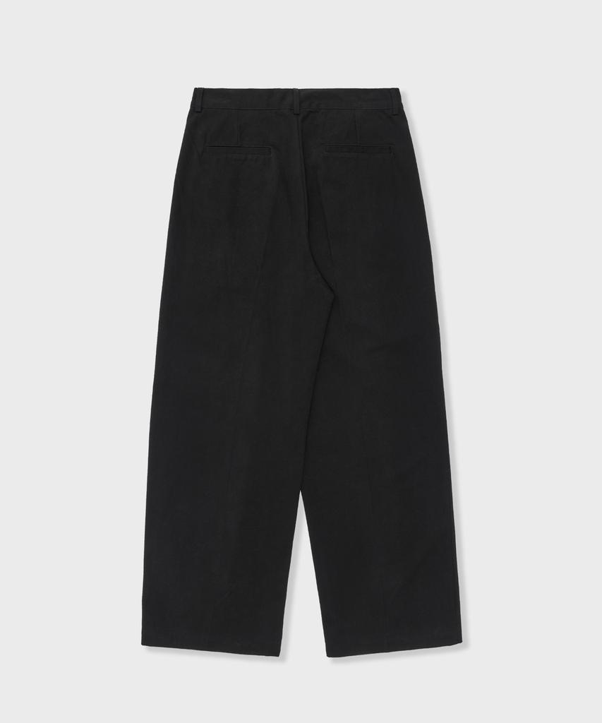 GLW Wide Two-Pleat Cotton Pants Black