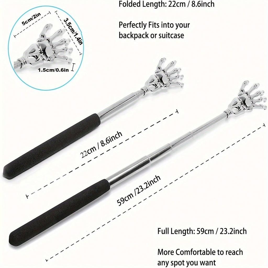 3 Pcs Adjustable Stainless Steel Back Scratcher with Retractable Claw for Portable and Convenient Massage and Tickle Relief