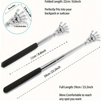 3 Pcs Adjustable Stainless Steel Back Scratcher with Retractable Claw for Portable and Convenient Massage and Tickle Relief