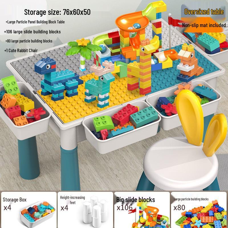 Multifunctional Building Block Table for Kids, Compatible with Large Lego Pieces, Educational Toy for Boys Ages 3-6