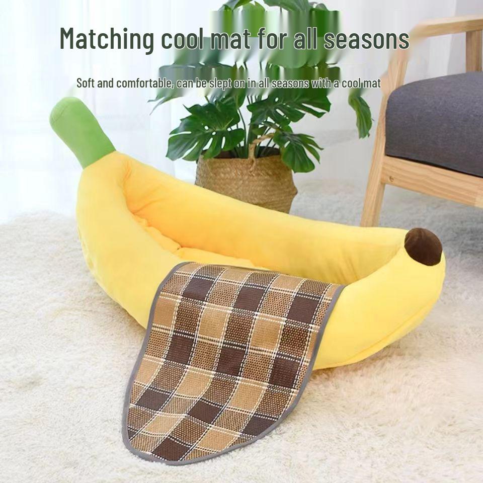 Banana Boat Pet Bed: Cozy Winter Bed for Small Dogs & Cats, Corgi & Teddy Friendly