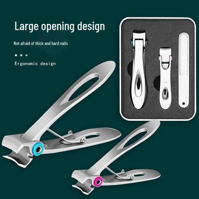 Large Anti-Splash Stainless Steel Nail Clippers - Manicure Set for Thick Toenails