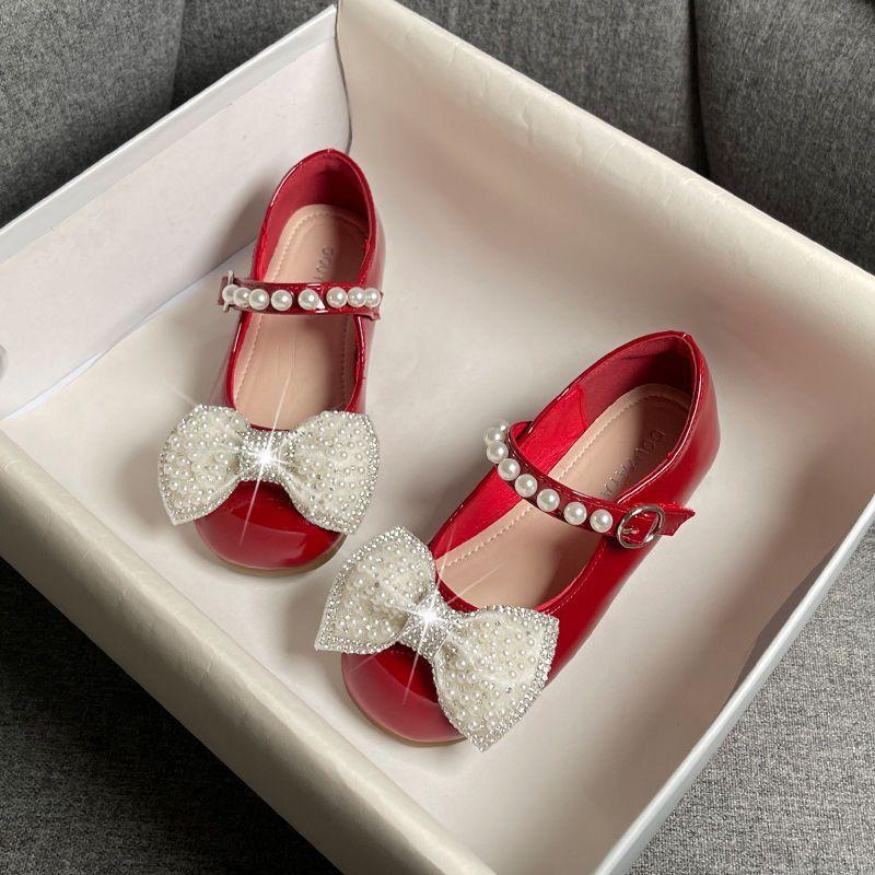 Girls Soft Sole Princess Shoes with Butterfly Bow 2026 Spring Autumn  Kids Leather Versatile Flats
