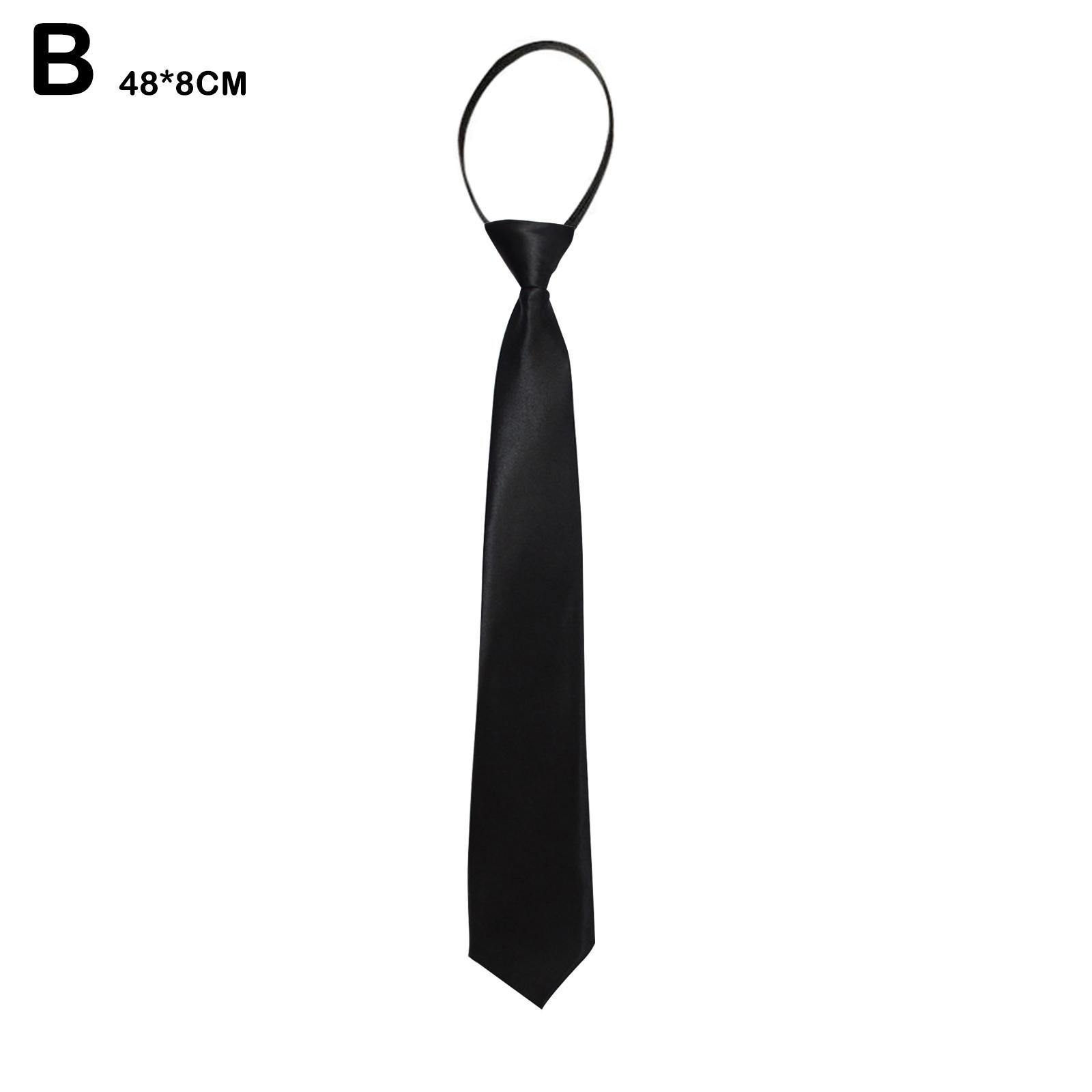 

Униформа JK Girls Black Simple On Tie Галстук безопасности Униформа Костюм Галстуки Ленивые Галстуки Похороны Stewa O0K5 black-48*8cm
