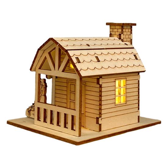 Wooden LED Lighted House Ornament Handcrafted Glowing Christmas House Decoration Xmas Holiday Party Desktop Decor