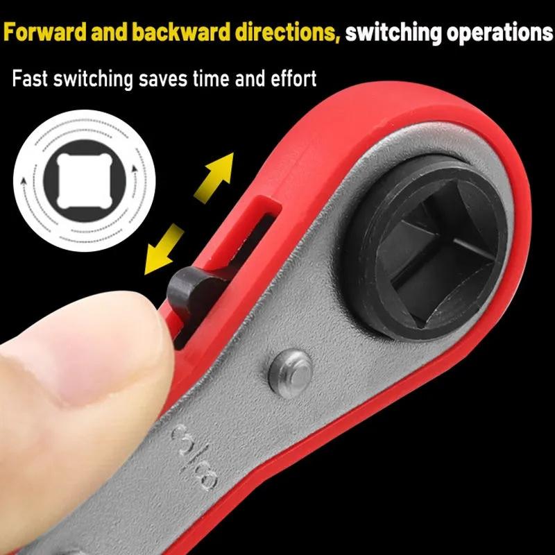 Refrigeration Ratchet Wrench Conditioning Service Wrench 4 Different Sizes - 1/4 X 3/16 Square X 3/8 X 5/16 Square