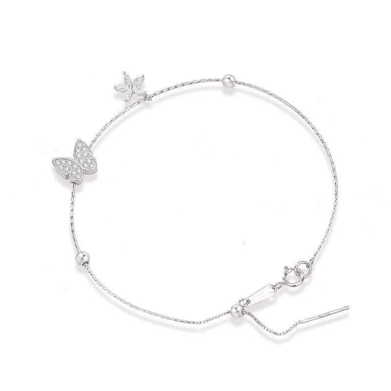 

Butterfly 925 Silver Four-Leaf Clover Bracelet - Korean Style & Exquisite Design for Women 925 Silver