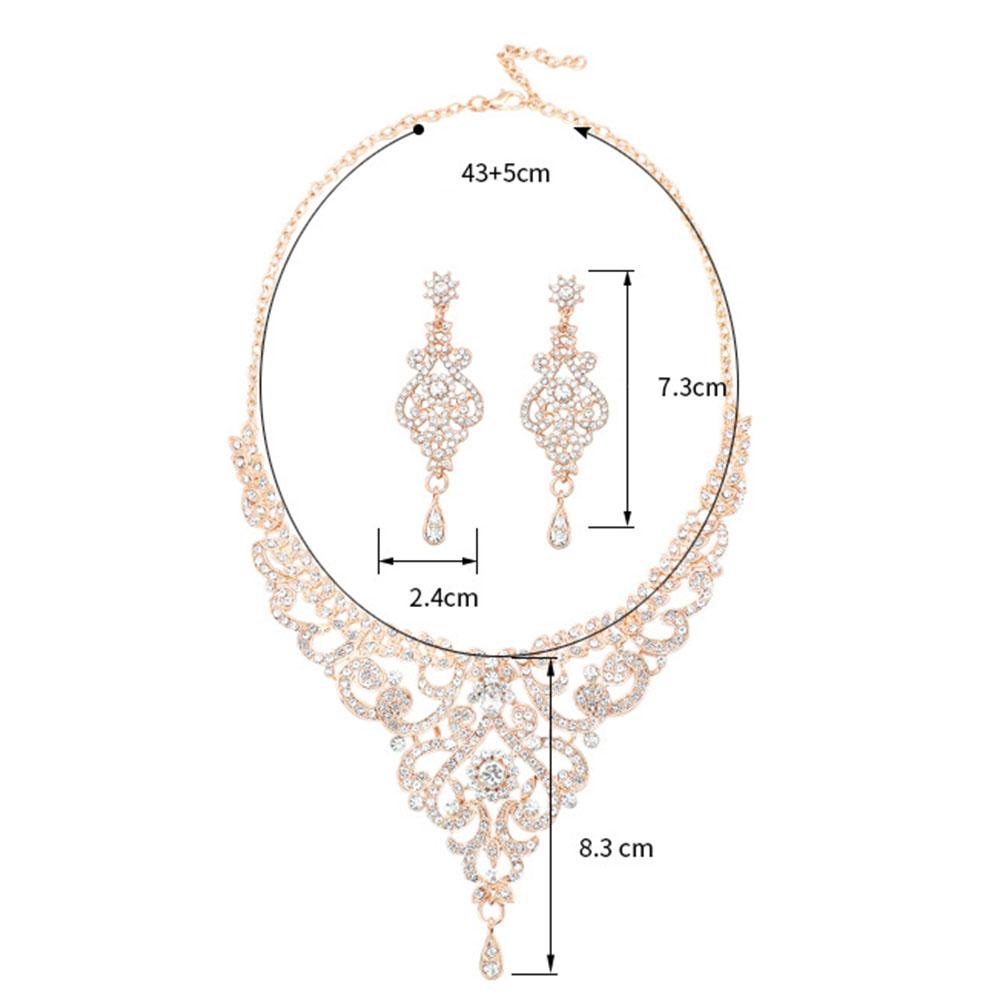 Rhinestone Jewelry Set Necklace Dangle Earrings for Wedding Prom Party