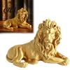Goldene Löwenfigur für das Büro, Goldene liegende Harzfigur, 3D-gedruckte liegende Statue, Modernes Desktop-Ornament Skulptur Schreibtisch Bücherregal Weinschrank