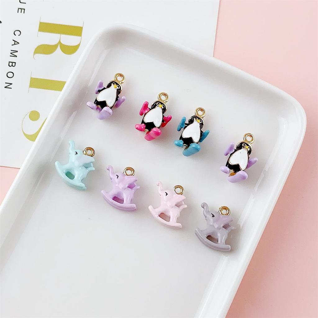 Colorful 3D Elephant & Skiing Penguin Pendant - DIY Jewelry Charm