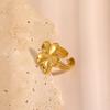 CARLIDANA New Gold-Plated Stainless Steel With Pearl Rings Jewelry Women Zircon Flower Butterfly Leaf Rings Adjustable Fashion