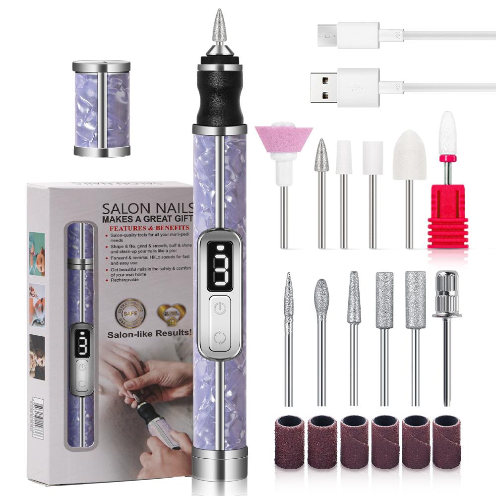 Electric Nail Drill Professional Nail Polishing Machine Multiple Gears Low Noise Nails Sander File Set For Manicure Salon Tools