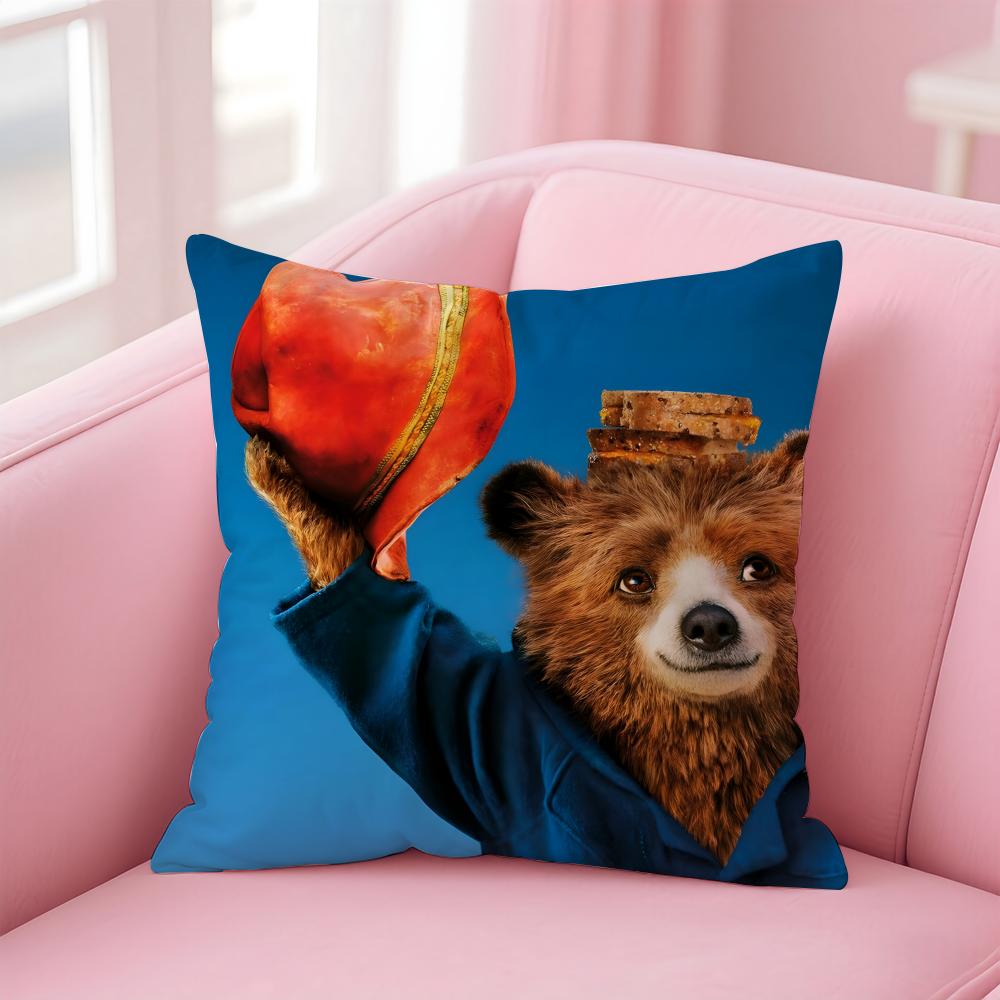 Warm Daily PPaddington Bears Animal Cushion Cover Linen Pillowcase Cover Soft Decor for Sofa Home Room
