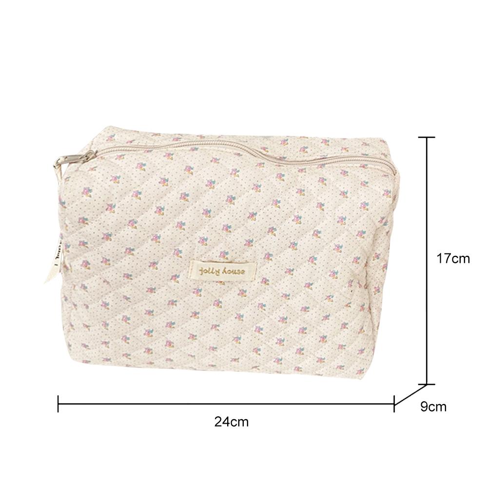 Storage Organizer Floral Puffy Quilted Cosmetics Bags Makeups Pouch Large Capacity Travel Makeup Bags Toiletry Cosmetics Cases