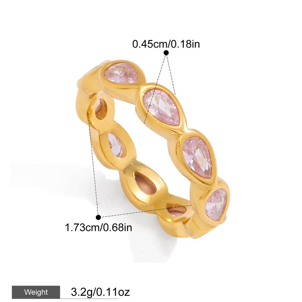Yori New Arrival Colorful Cubic Zirconia Ring 18k Gold Color Pvd Plated Geometric Charm Finger Fashion Jewelry Wholesale