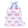 LAURA ASHLEY/COLORFUL CANDY STYLE Large Drawstring Gym Clothes Bags, Pretty Flamingo Design, Set of 3, Stylish Gym Clothes Bags for Changing, Exercise