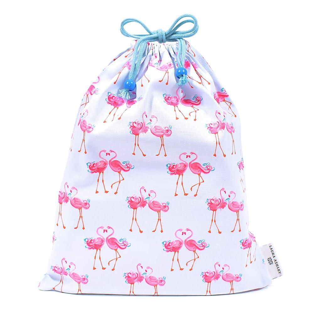 LAURA ASHLEY/COLORFUL CANDY STYLE Large Drawstring Gym Clothes Bags, Pretty Flamingo Design, Set of 3, Stylish Gym Clothes Bags for Changing, Exercise