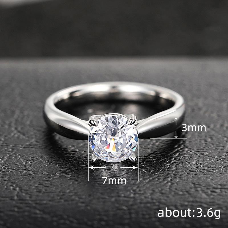 Elegant Classic Real CopperFinger Rings Jewelry Crystal Cubic Zircons 4 Claws Women Wedding Anillos