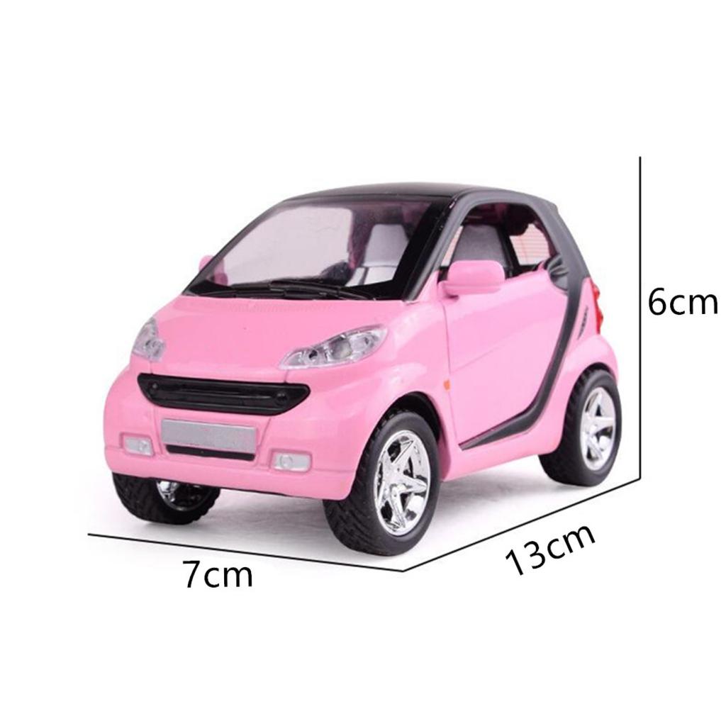 Pink Pull Back Car Diecast Car Model Collectible Toy For 1/32 Scale Smart Fortwo Birthday Christmas New Year Gift