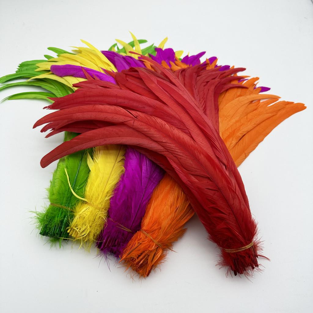 Rooster Tail Feather 500pcs  Red Cock Diy Clothing Accessories Jewelry Head Wear Hats Wedding Supplies Performance Necessary