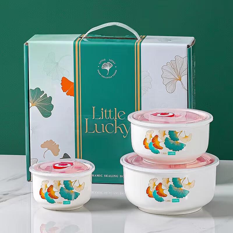 Fenguan Ceramic Fresh-keeping 3-Piece Bowl Set