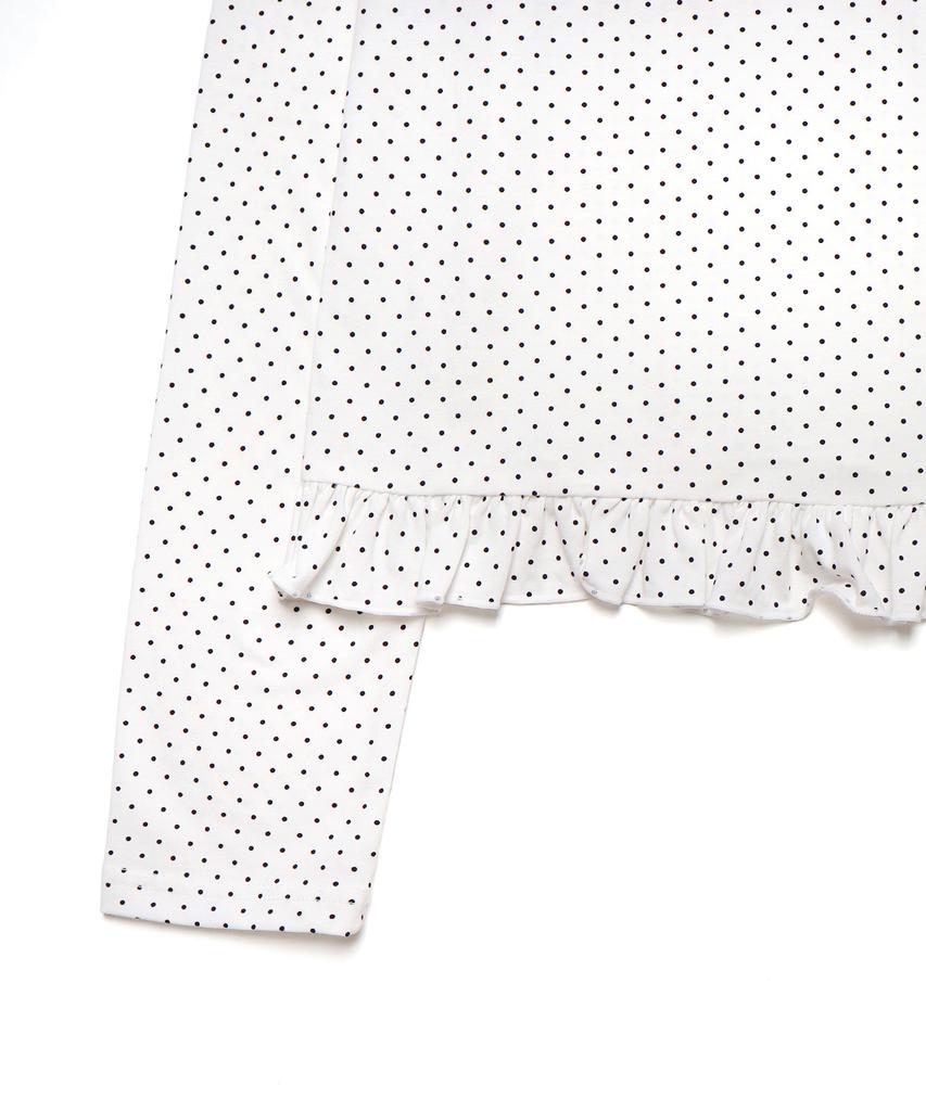 MOYORA Dot Frill Long Sleeve Shirt Blouse [White]