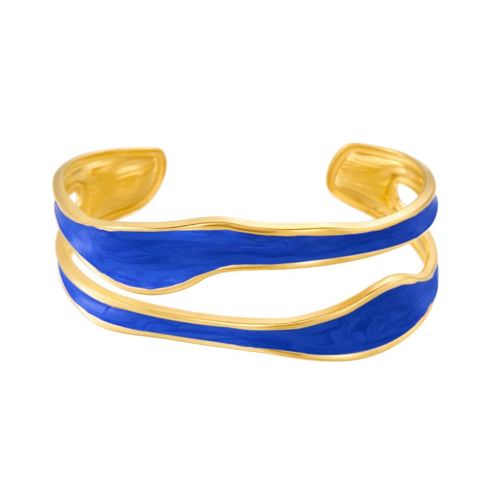 Геометрический неправильной формы браслет-манжета из нержавеющей стали женский наручный браслет для дам синий