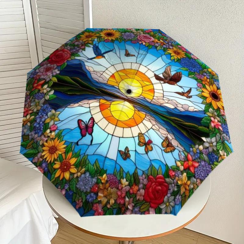 

1pc Nature Scene Decor Automatic Folding Umbrella - Compact 8-Rib Design,Perfect Gift for Friends & Family yy250926010