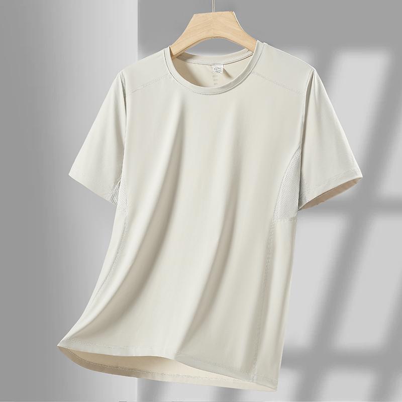 Quick-drying Short-sleeved Men's Ice Silk Thin Round-neck Casual Top Breathable Half-sleeved T-shirt Men's Sports Short-sleeved