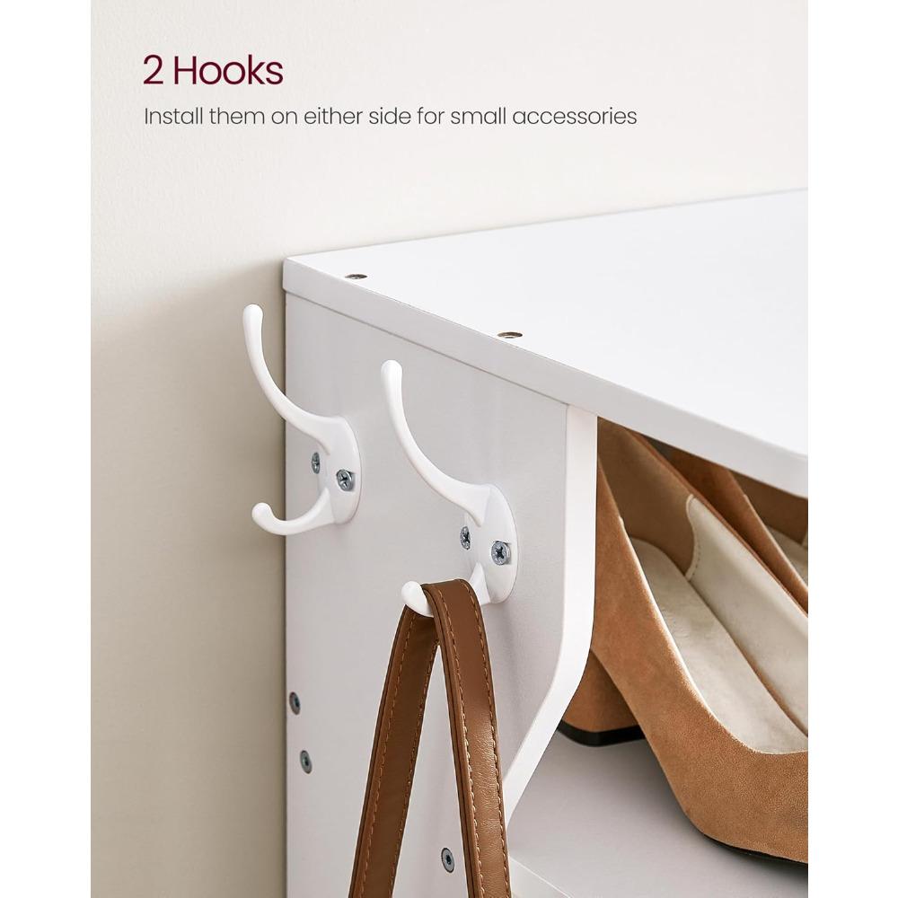 7-Tier Vertical Shoe Rack, Narrow Shoe Storage Organizer with Hooks, Slim Corner Shoe Tower Rack, Space Saving for Entryway