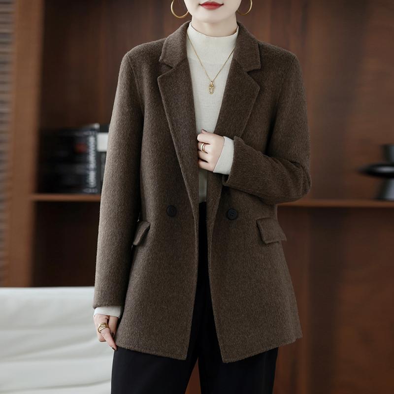 

100% Шерсть Женский Пиджак TIDENOVEL Осенний Шерстяной Блейзер Ручной Работы Пиджак Костюм Зимнее Теплое Шерстяное Пальто M кофейный