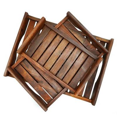 Wood Serving Tray, Multipurpose Wood Tray, Handmade, Handcrafted Rectangular Serving Platter Set of 3