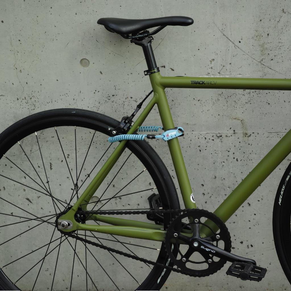 Crops Shape Memory Coil Cable Bicycle 2mm Double x 1800mm Q-BIRO Lock, 3-Digit Dial, CP-SPD04-BR-31 (Indigo Blue)