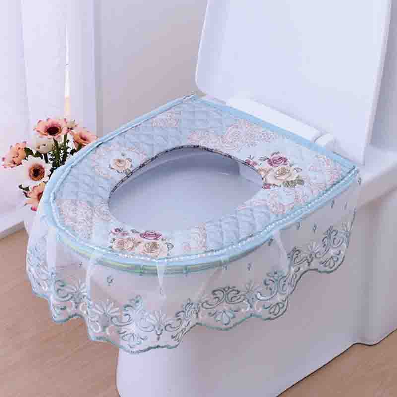

Кружевное сиденье для унитаза в европейском стиле, подушка на молнии, бытовой чехол для унитаза, водонепроницаемый коврик для унитаза, теплое кольцо для унитаза в ванной комнате